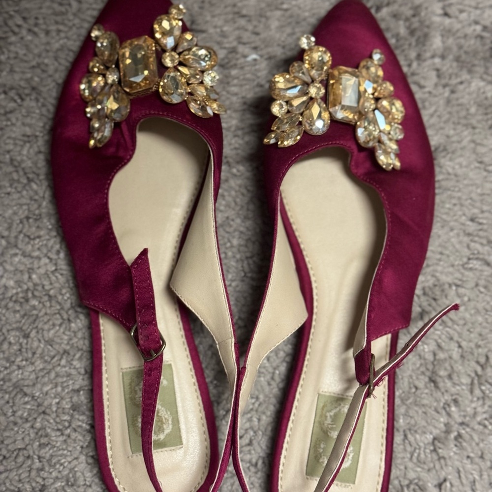 Elegant Burgundy Embellished Women's Flats